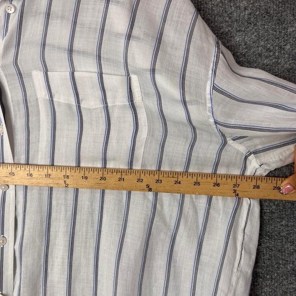 Madewell Womens XL White Blue Striped 100% Ramie Button Down Oversized Shirt - Picture 6 of 10